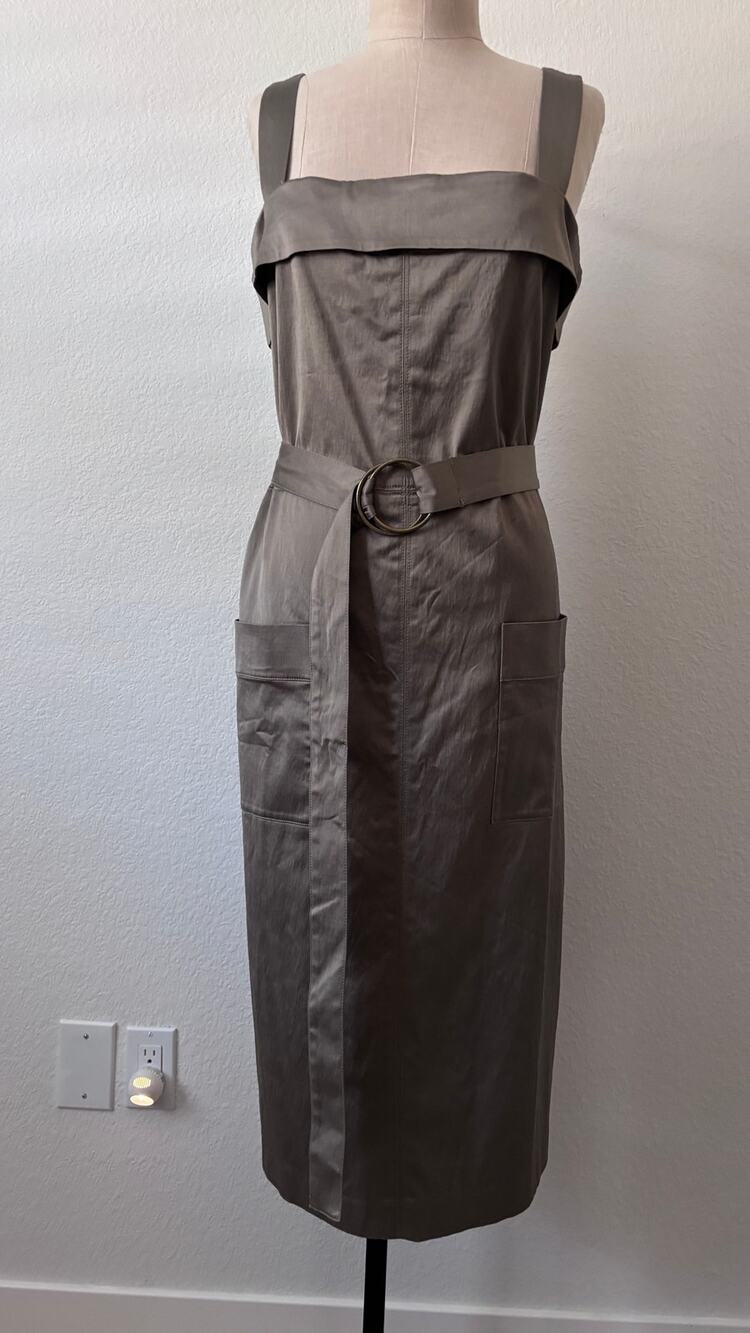 Banana Republic - NWOT Square Neck Belted Satin Dress Size 16